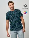 Мужская базовая футболка / Абстрактный зелено-синий узор