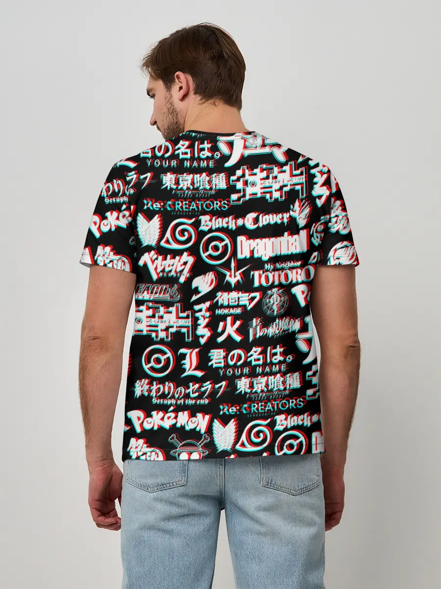 Мужская базовая футболка / ЛОГО АНИМЕ ГЛИТЧ