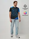 Мужская базовая футболка / 3D luxury blue 3Д СОТЫ и плиты