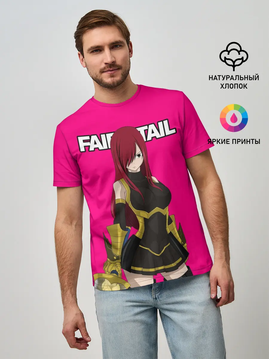 Мужская базовая футболка / Эльза на розовом фоне