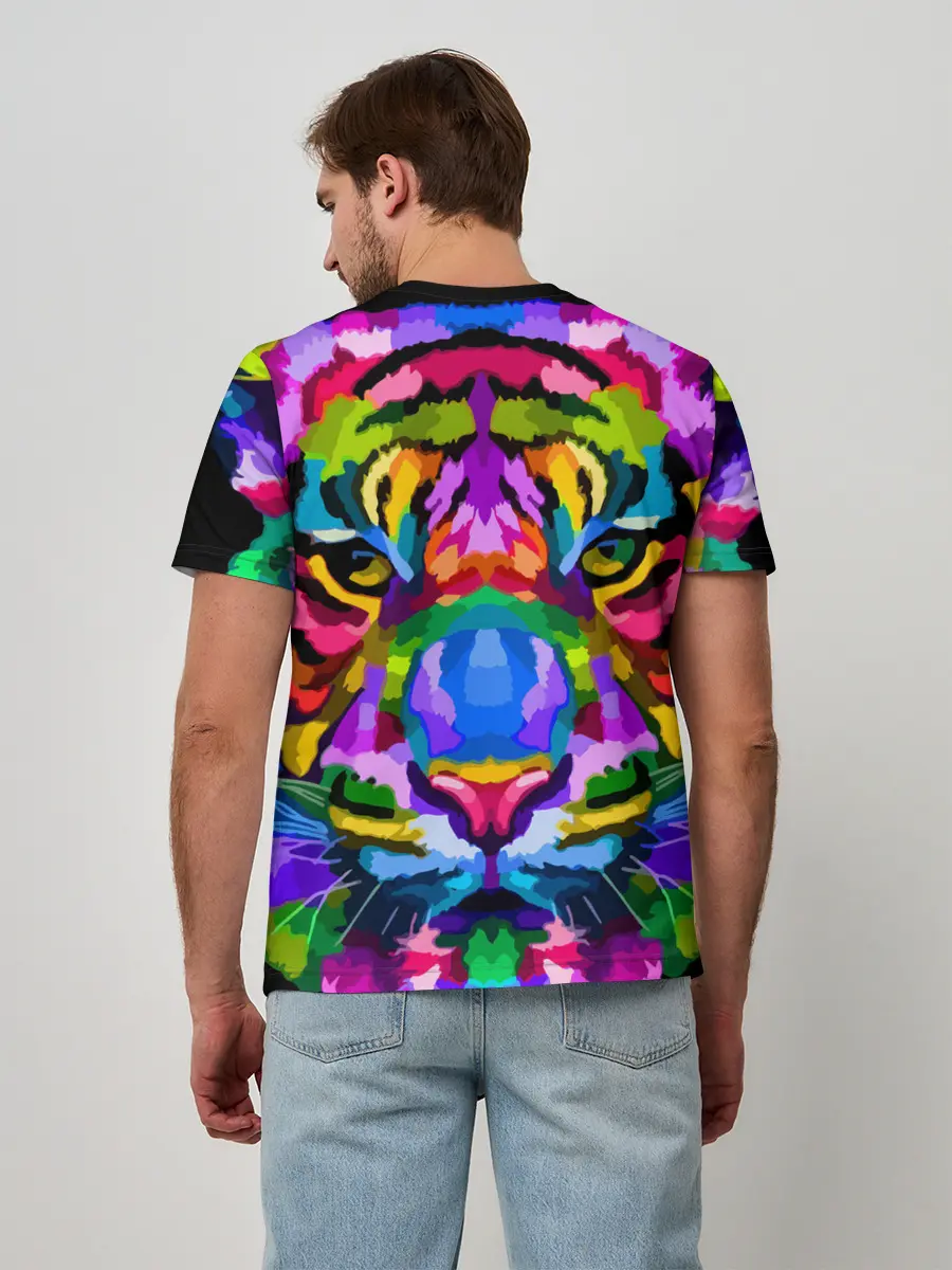 Мужская базовая футболка / Neon tiger