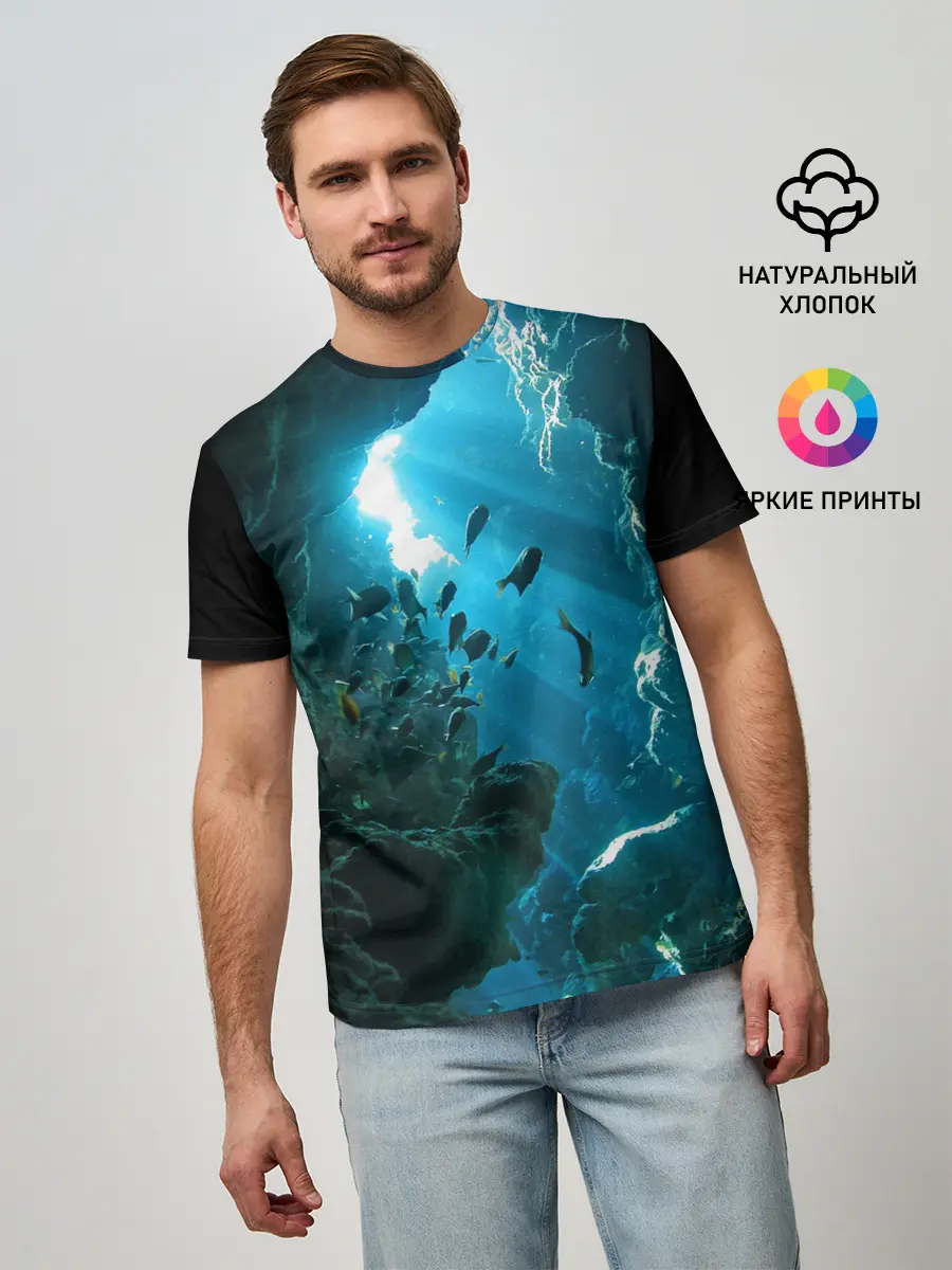 Мужская базовая футболка / Коралловые рыбки