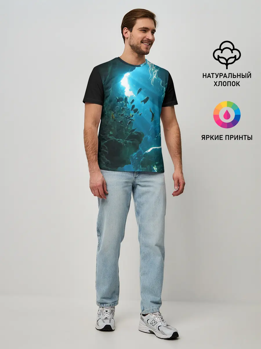 Мужская базовая футболка / Коралловые рыбки
