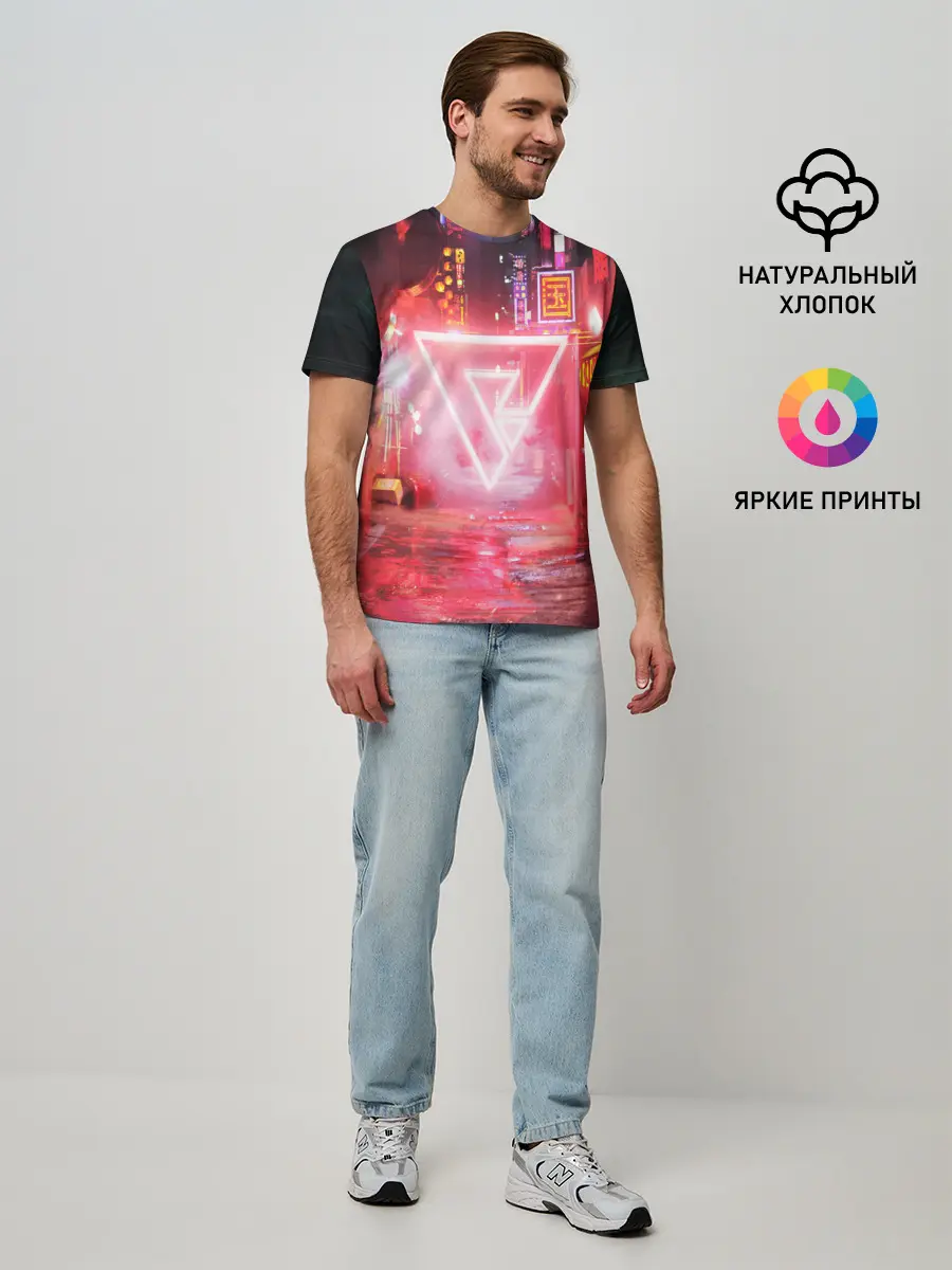 Мужская базовая футболка / КИБЕР НЕОН