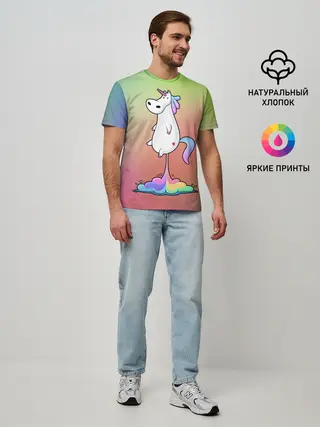 Мужская базовая футболка / Единорог на Старте