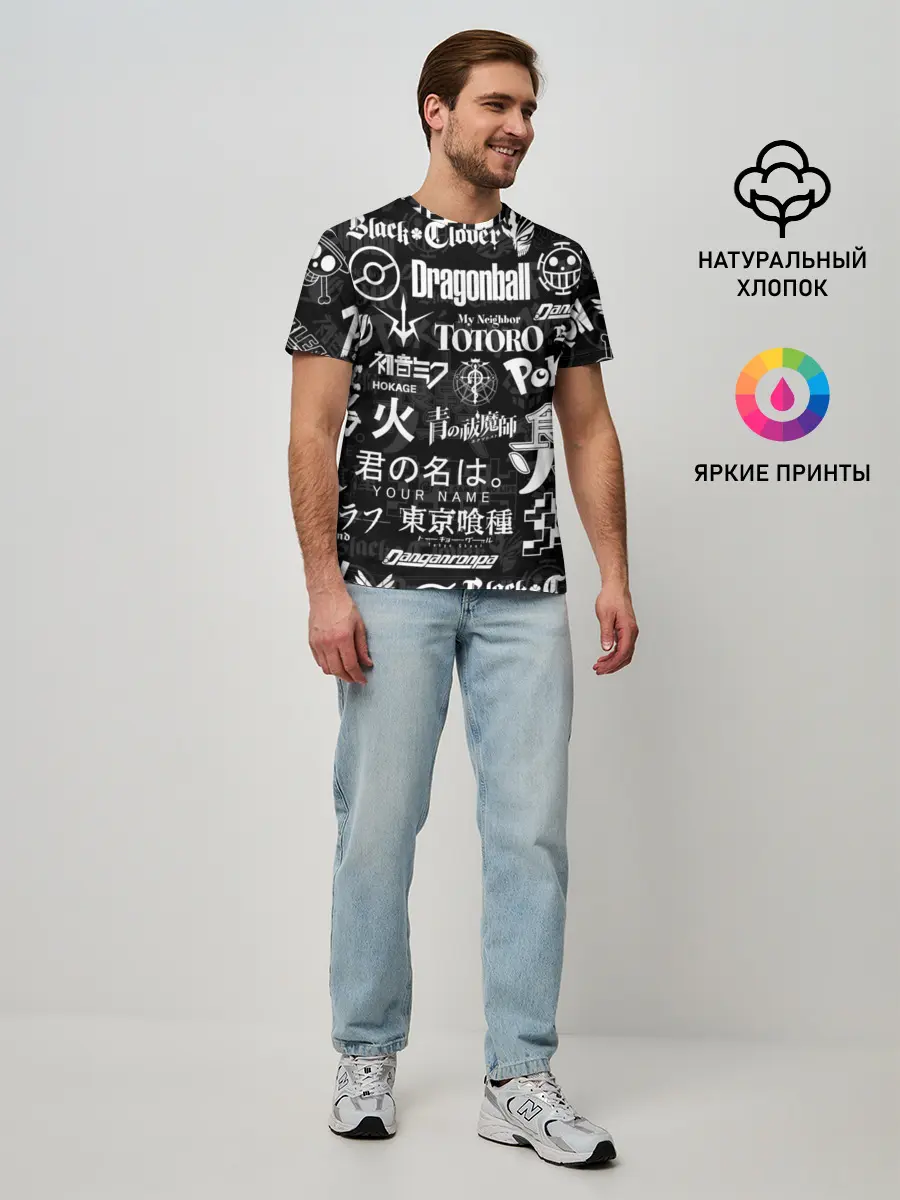 Мужская базовая футболка / ЛОГОТИПЫ АНИМЕ | LOGO ANIME