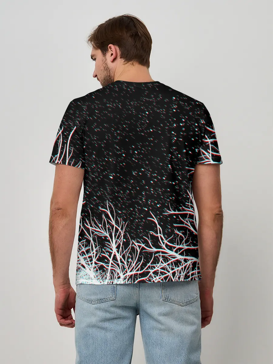 Мужская базовая футболка / СИРЕНОГОЛОВЫЙ ГЛИТЧ ЛЕС, КОСМОС