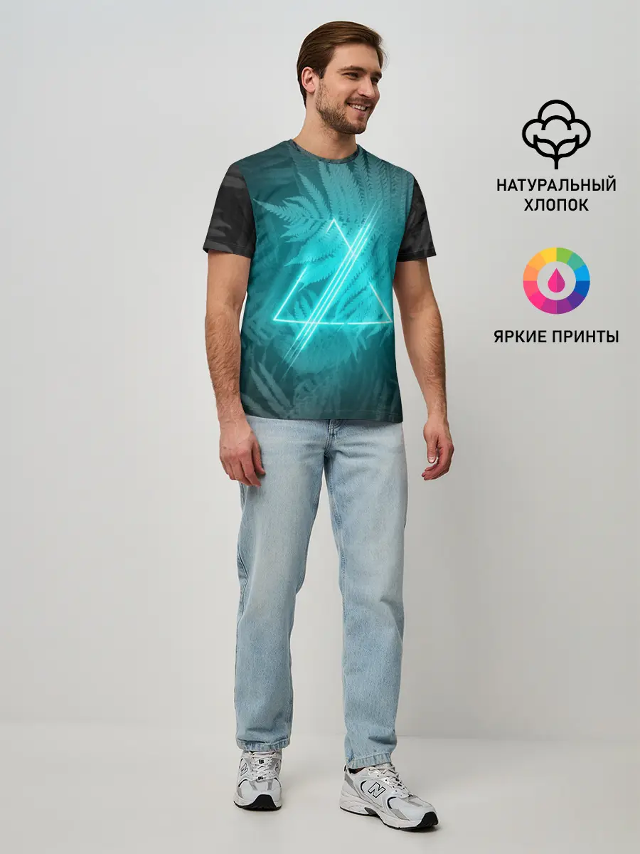 Мужская базовая футболка / Neon light blue