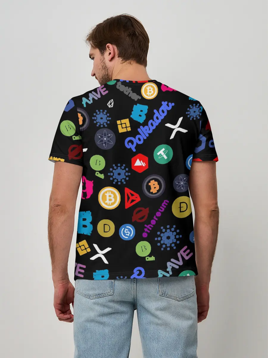 Мужская базовая футболка / ЛОГОТИПЫ КРИПТОВАЛЮТ | CRYPTOCURRENCIES