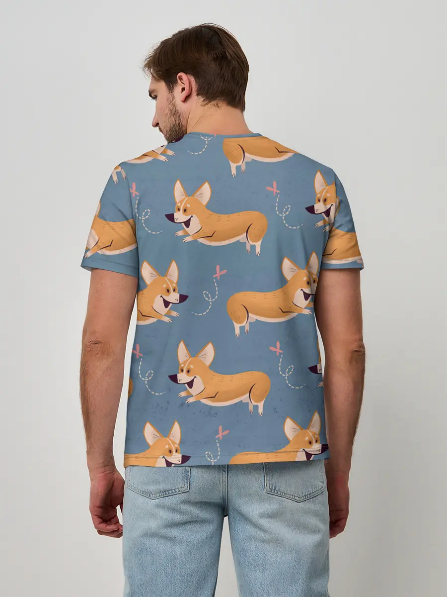Мужская базовая футболка / Корги с бабочкой