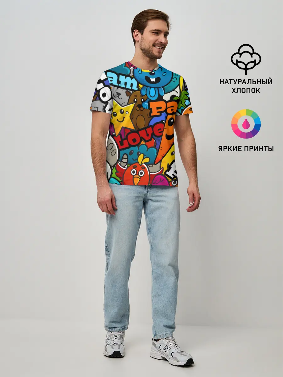 Мужская базовая футболка / LOVE | PEACE | PARTY
