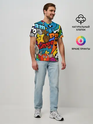 Мужская базовая футболка / LOVE | PEACE | PARTY