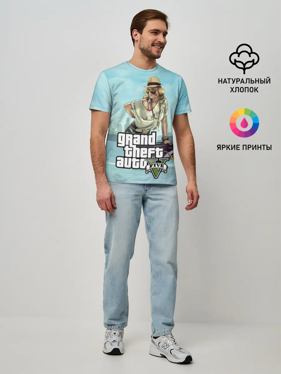 Мужская базовая футболка / Grand Theft Auto 5 девушка