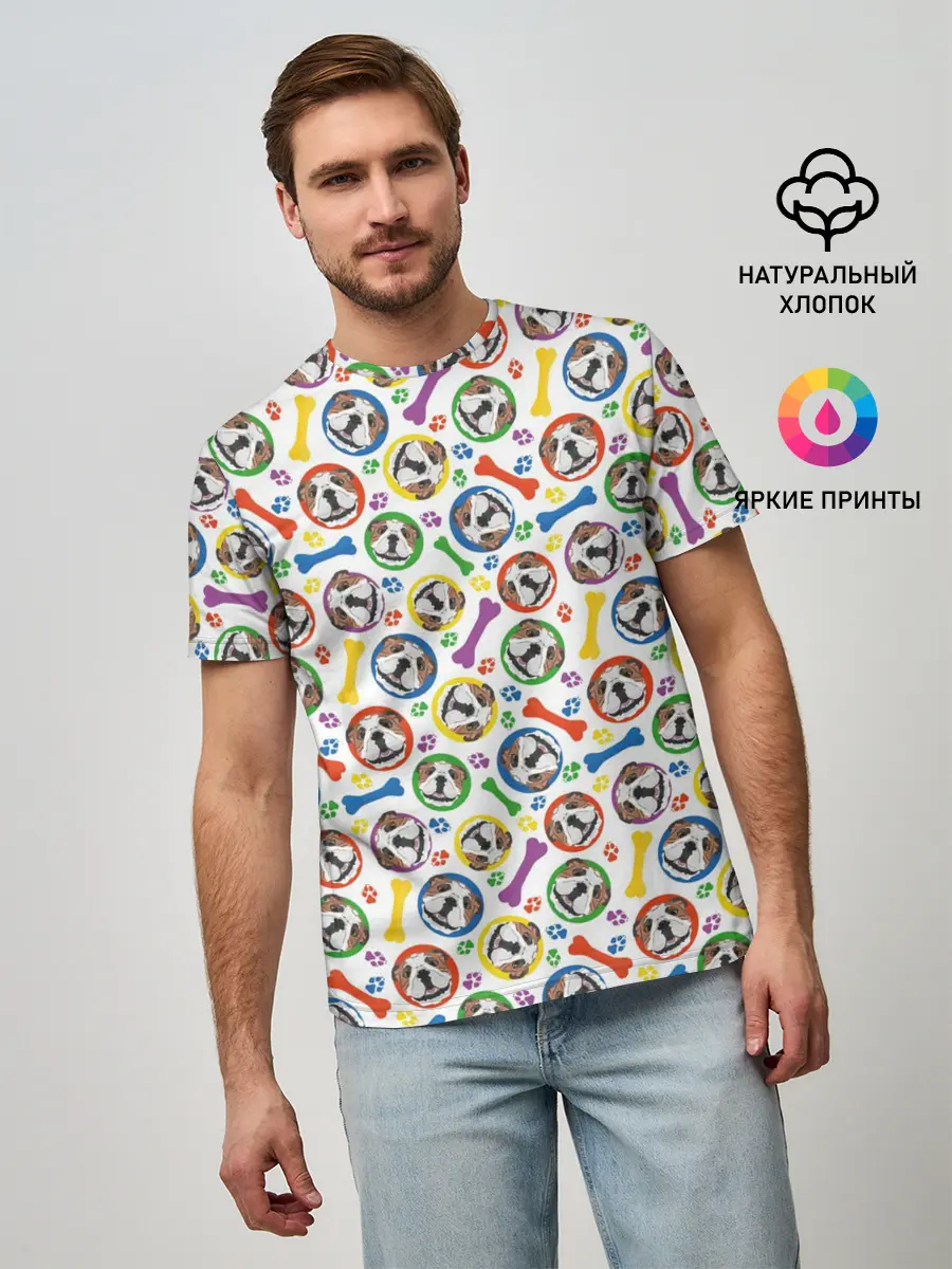 Мужская базовая футболка / Английский Бульдог