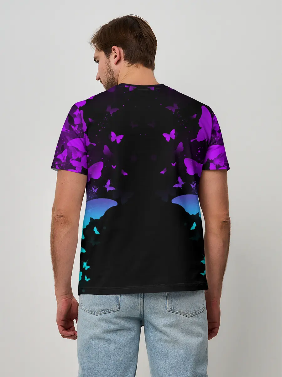Мужская базовая футболка / НЕОНОВЫЕ БАБОЧКИ | NEON BUTTERFLIES