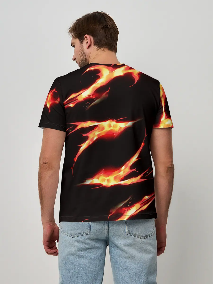 Мужская базовая футболка / Рассекающий демонов в огенных лучах