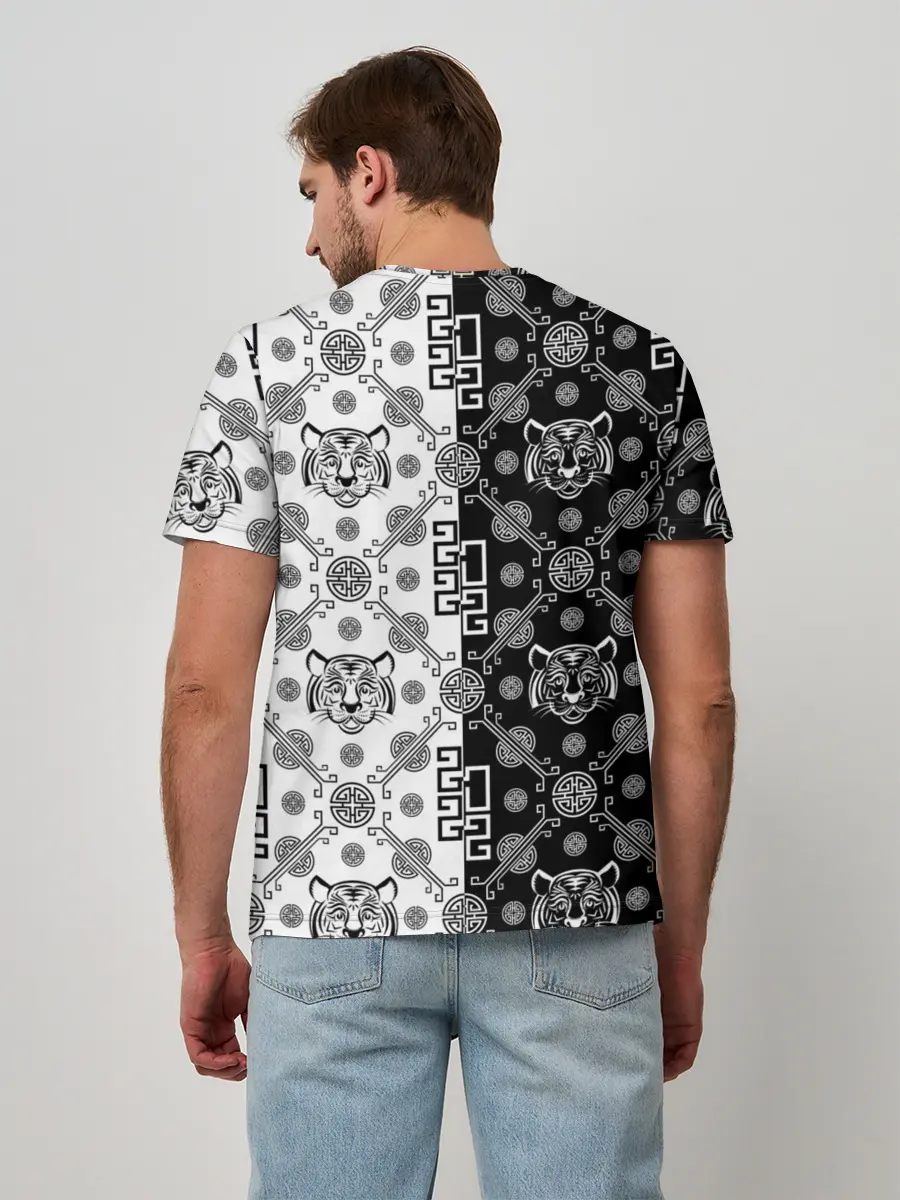 Мужская базовая футболка / Тигры в китайском стиле