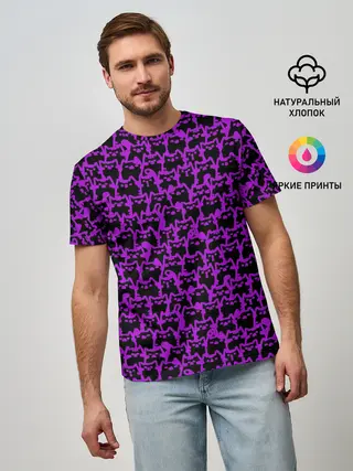 Мужская базовая футболка / Неоновые коты