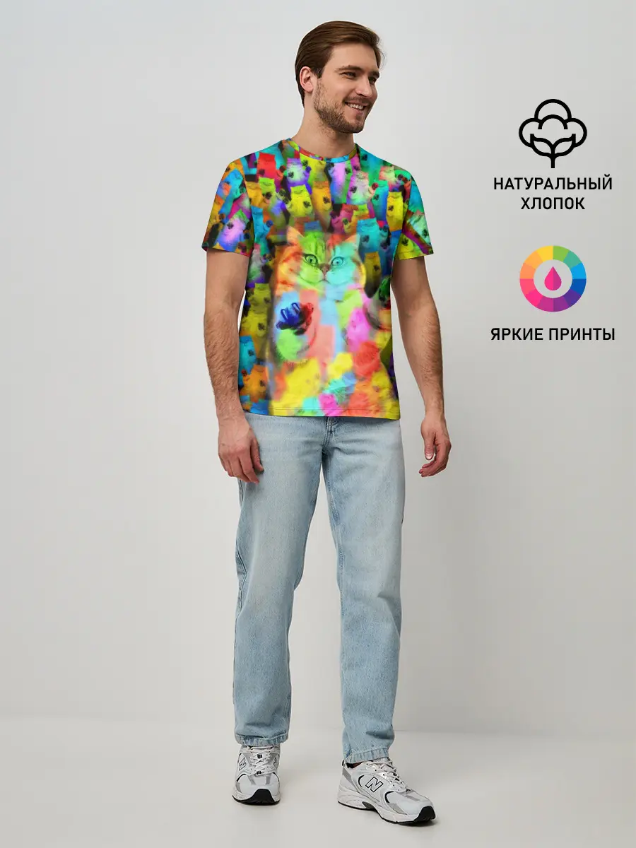 Мужская базовая футболка / Котики на дискотеке