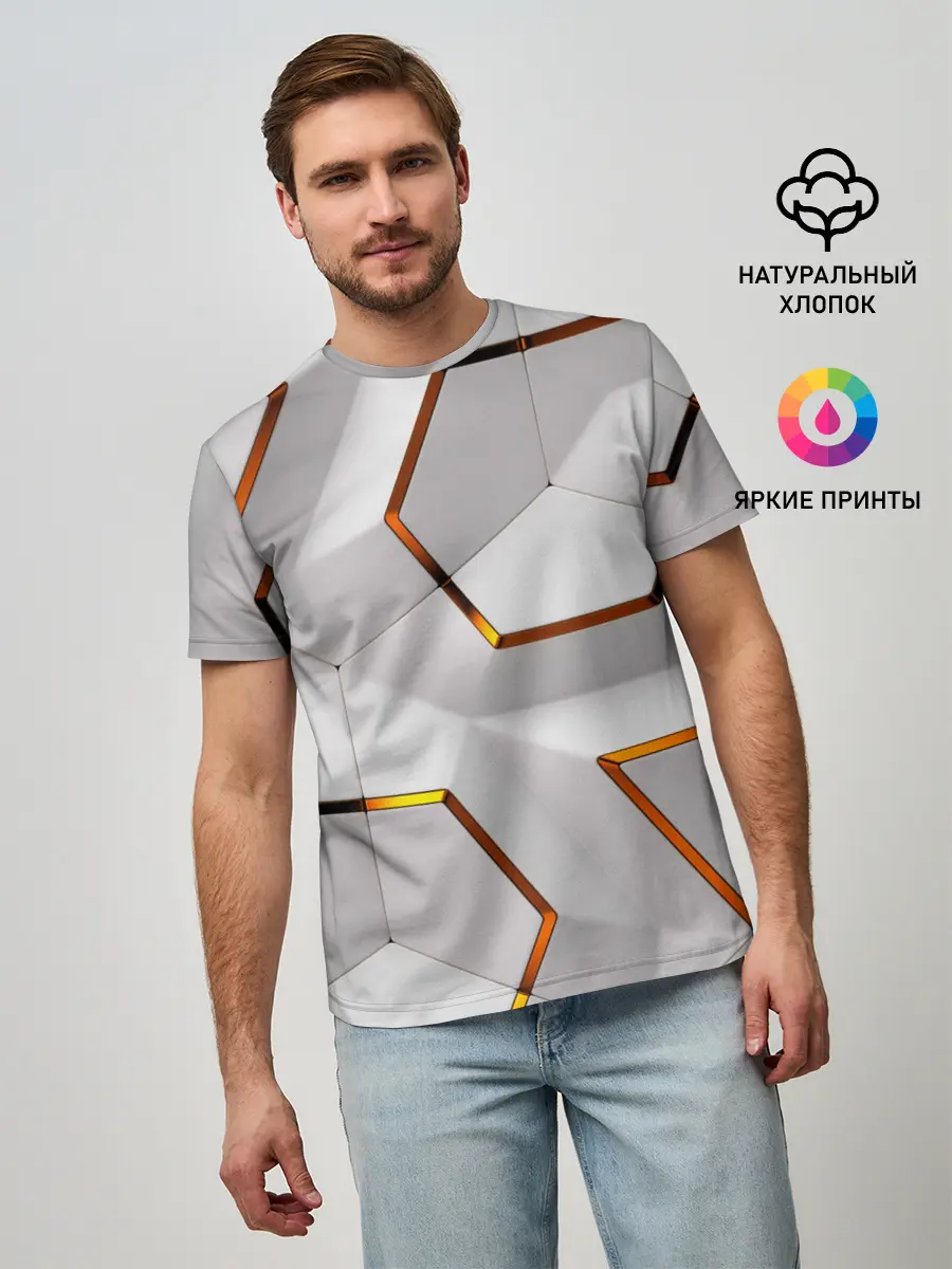 Мужская базовая футболка / 3D абстракция Iron