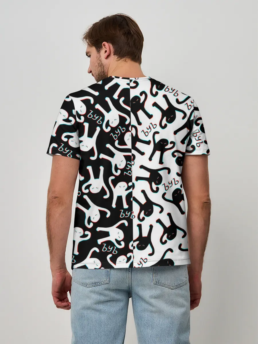 Мужская базовая футболка / МЕМ КОТ ЪУЪ СЪУКА