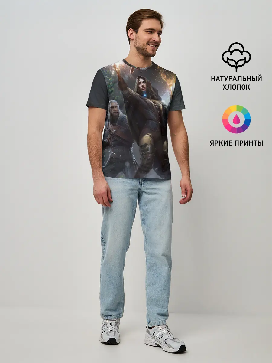 Мужская базовая футболка / Йеннифер и Геральт