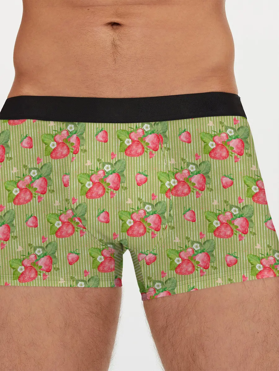 Мужские трусы боксеры / Клубничка паттерн