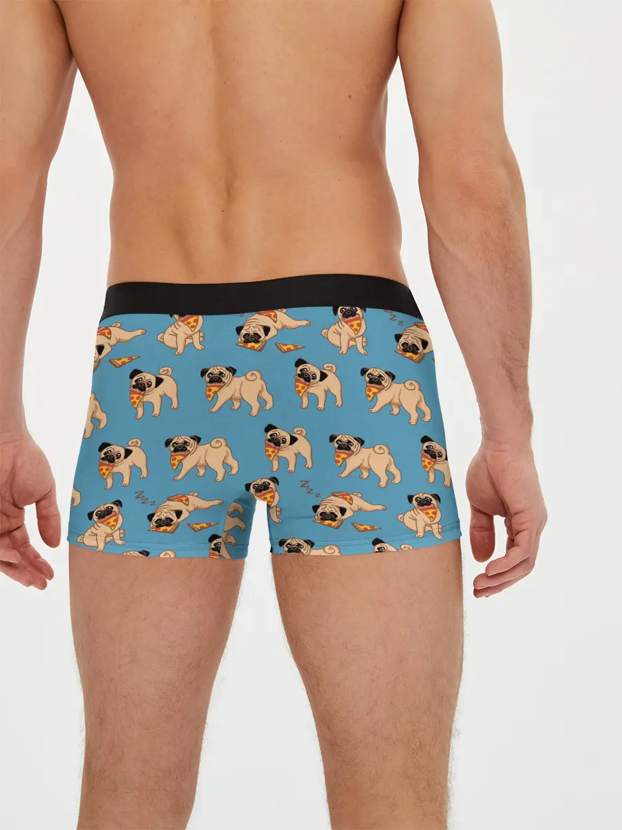 Мужские трусы боксеры / Мопсы с пиццей