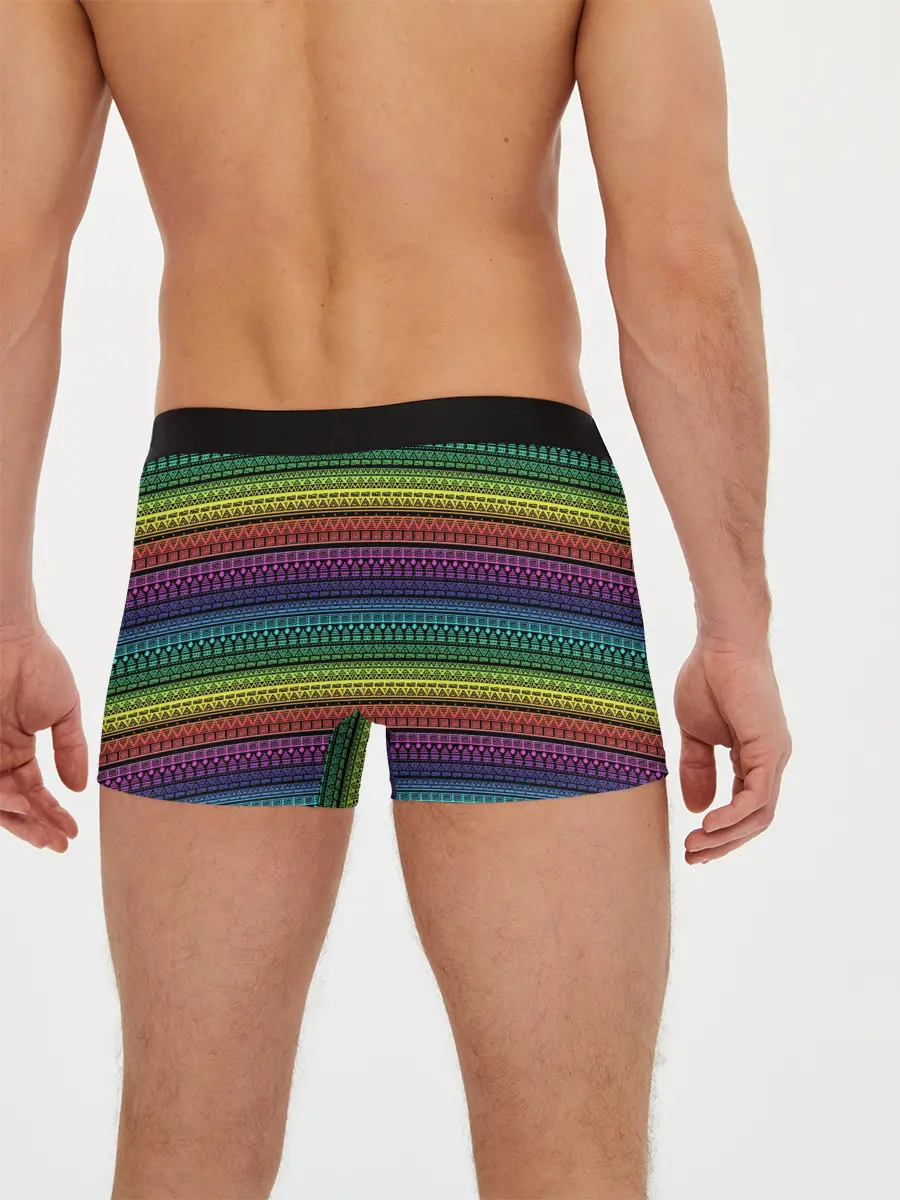 Мужские трусы боксеры / Этнический радужный орнамент