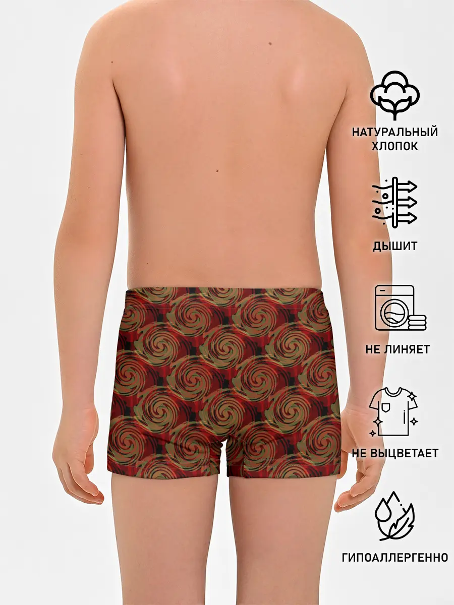 Трусы для мальчиков / Красно-оливковый ретро