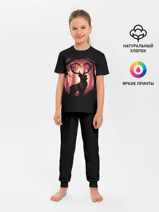 Детская пижама с брюками / Олень в лесу