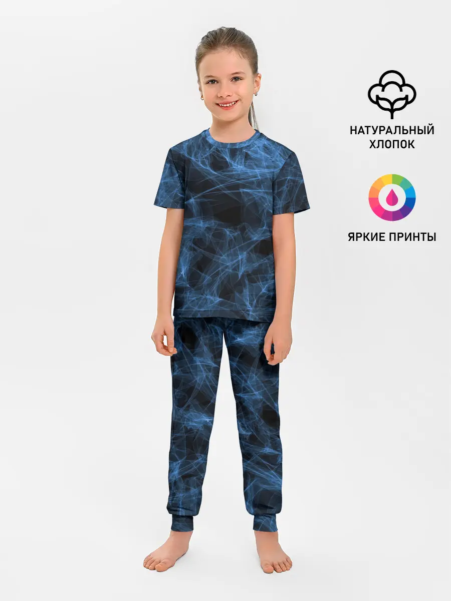 Детская пижама с брюками / Синяя паутина