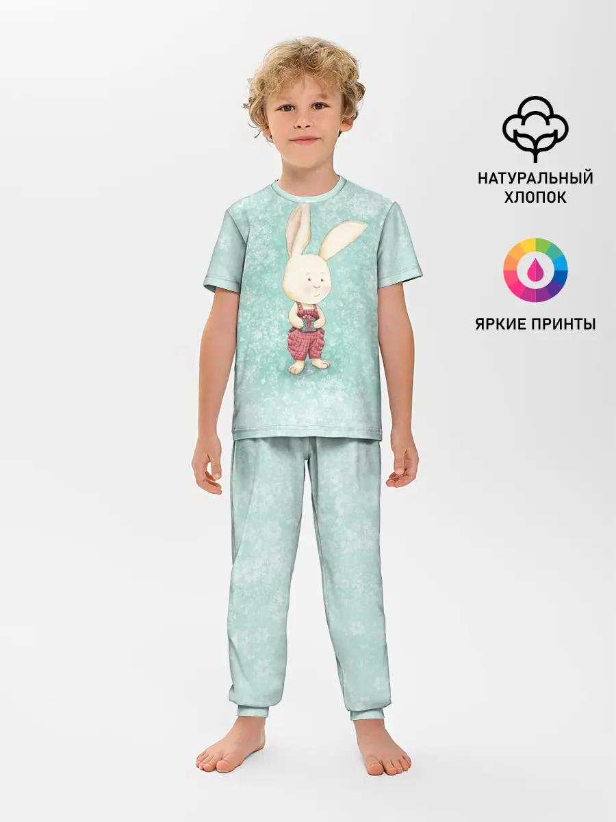 Детская пижама с брюками / Зайчик с подарком