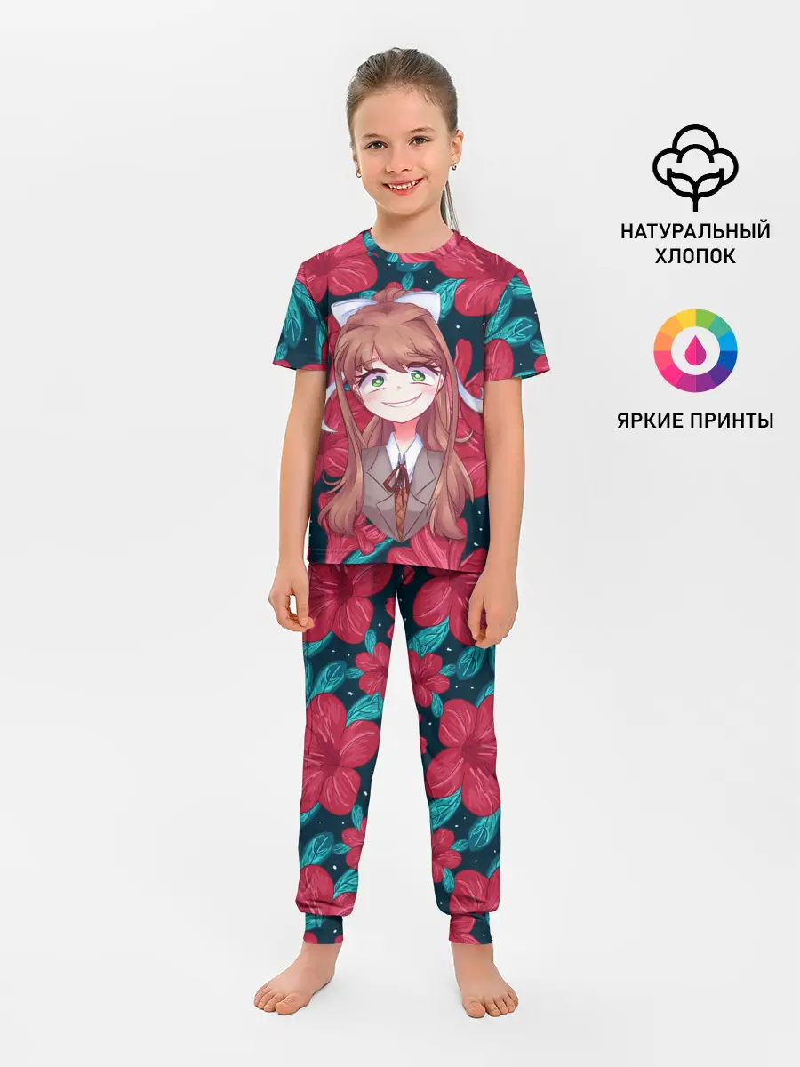 Детская пижама с брюками / Моника в цветах