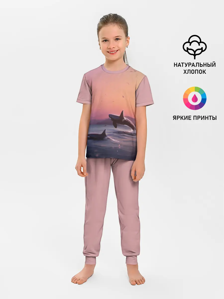 Детская пижама с брюками / касатки