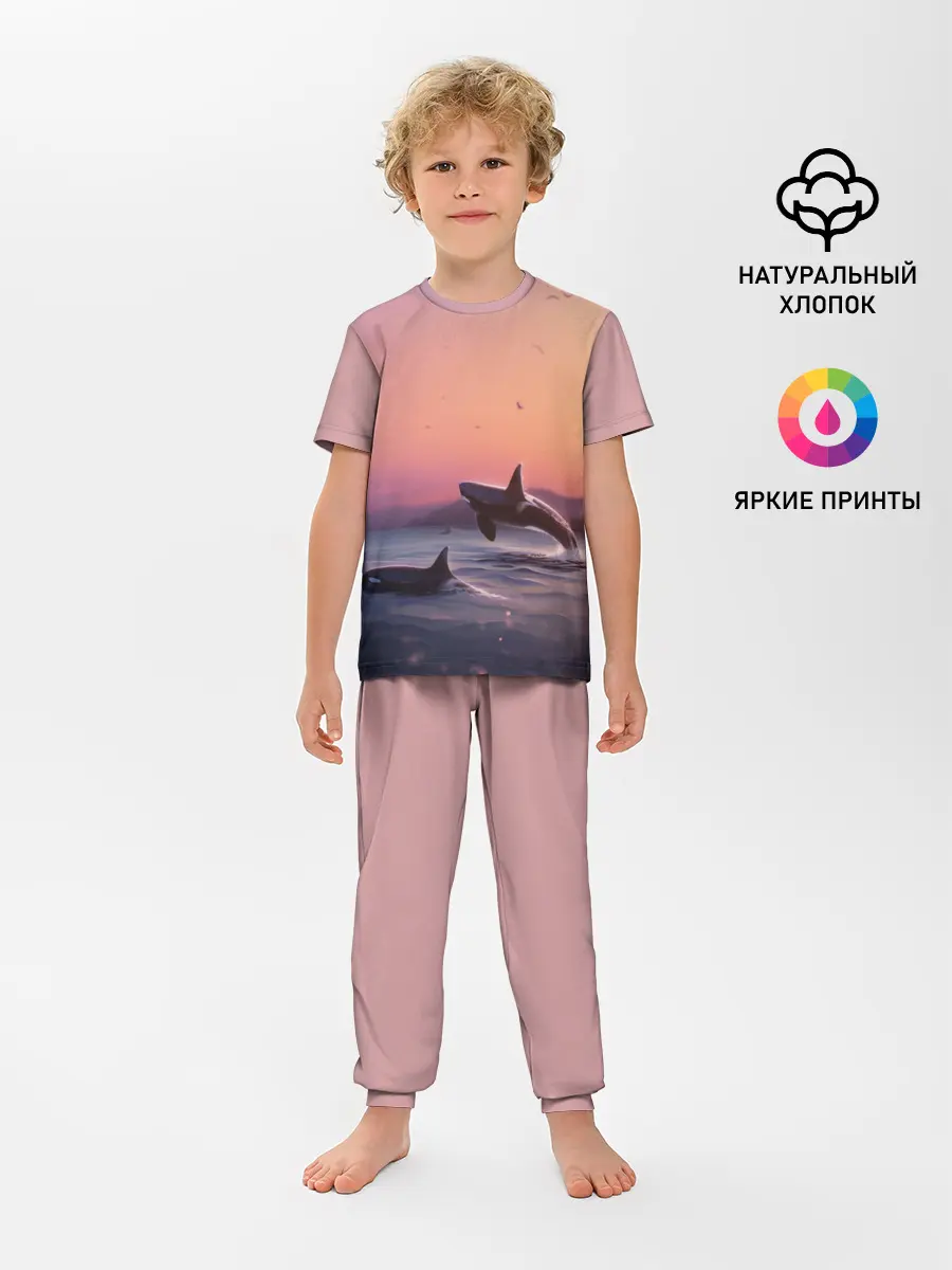 Детская пижама с брюками / касатки