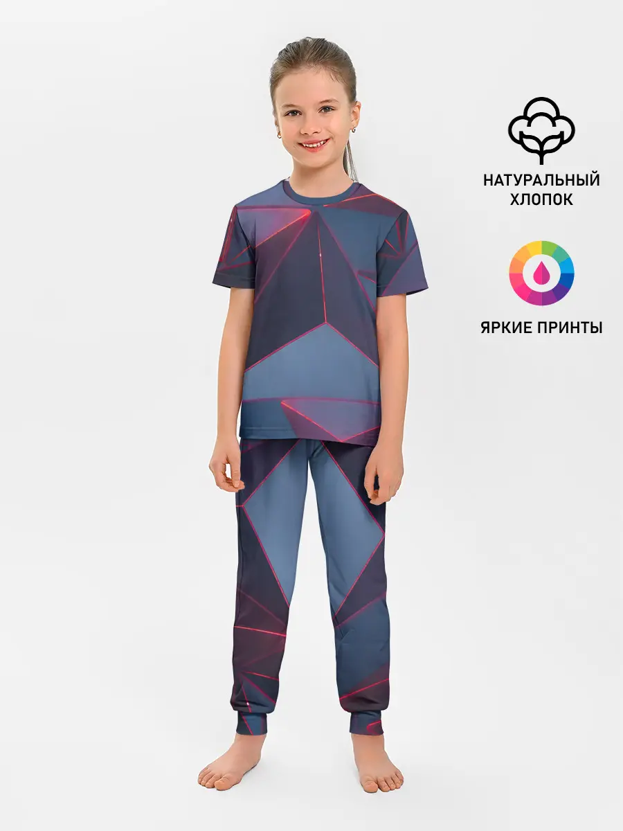 Детская пижама с брюками / Неоновый треугольник.