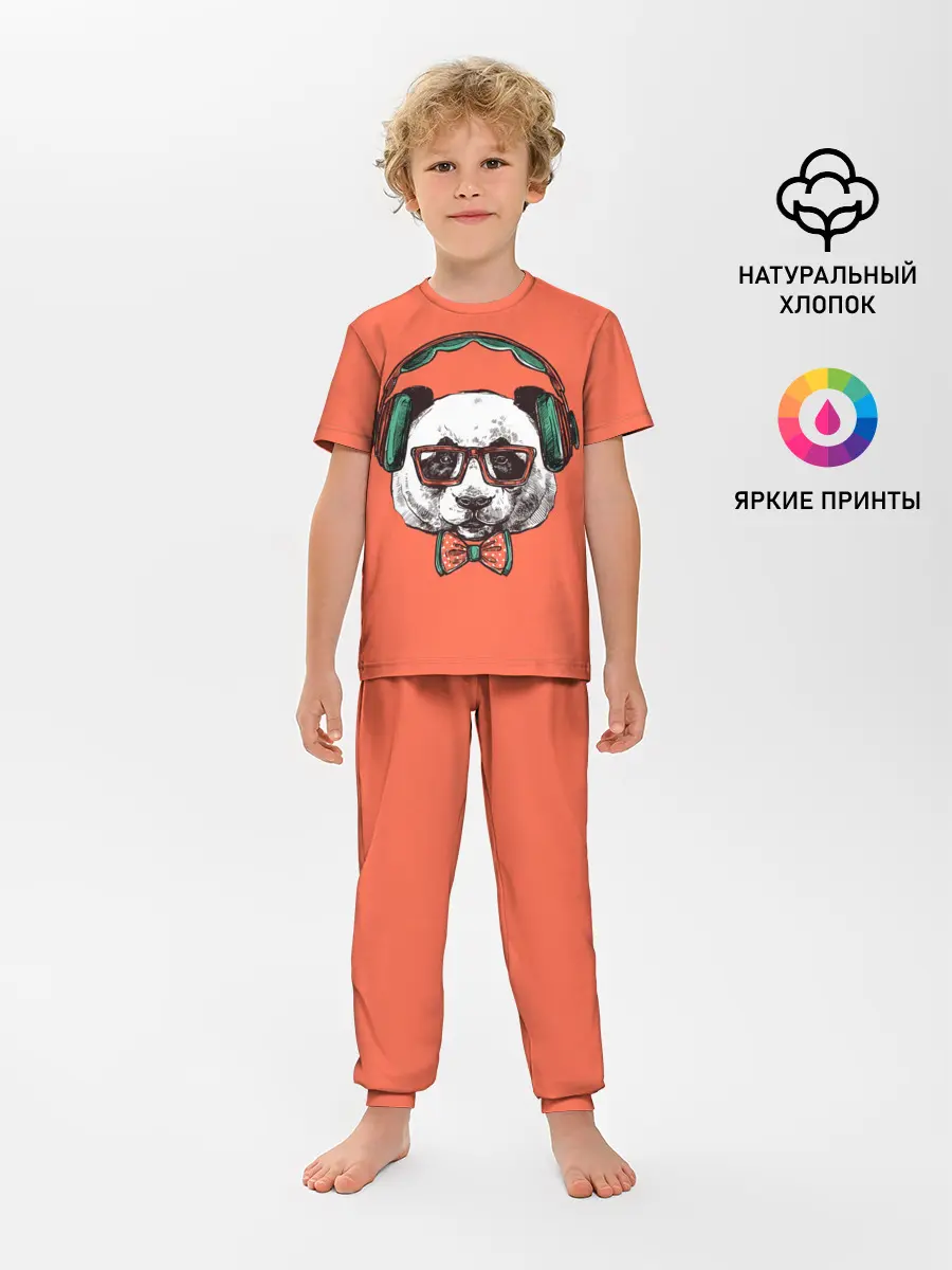 Детская пижама с брюками / панда-меломан