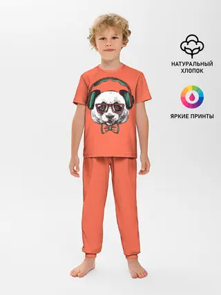 Детская пижама с брюками / панда-меломан