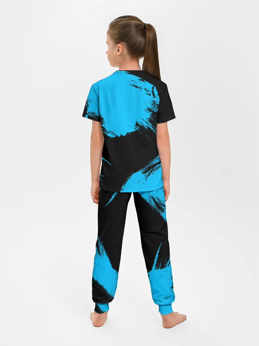 Детская пижама с брюками / Хвост Феи синие мазки