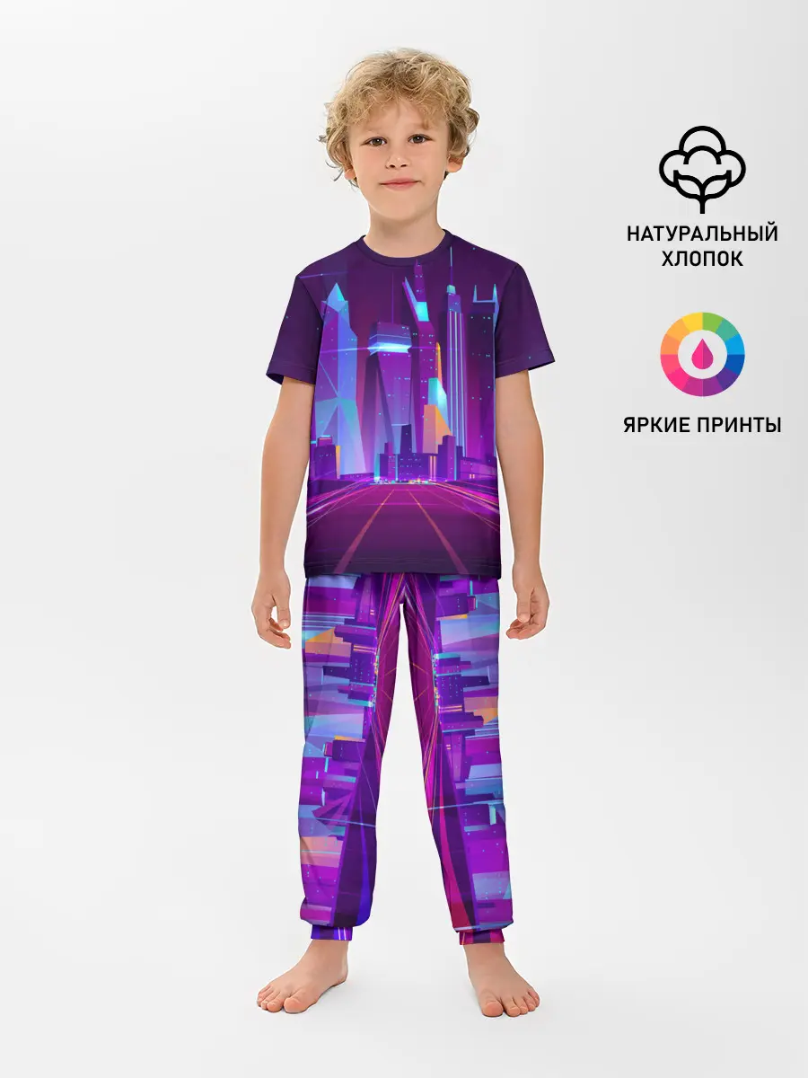 Детская пижама с брюками / НЕОНОВЫЙ ГОРОД