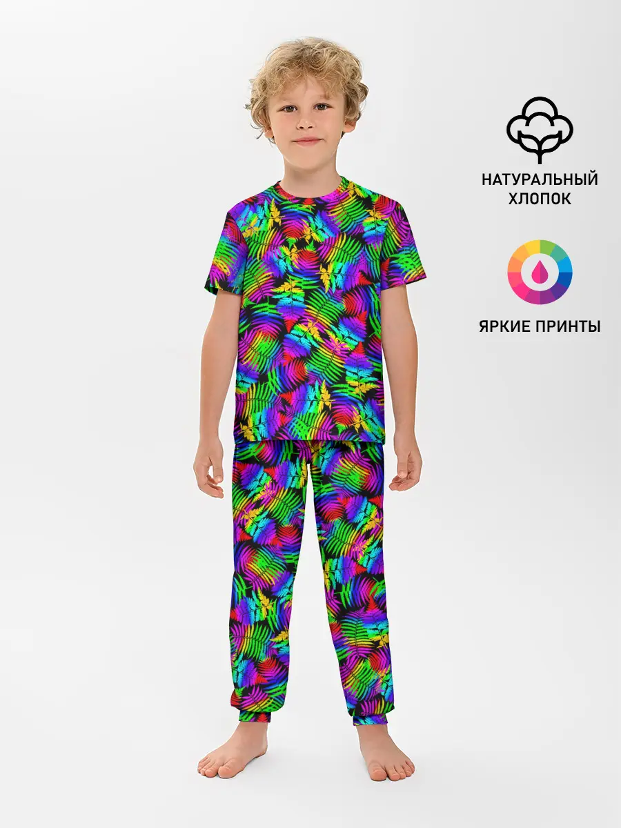Детская пижама с брюками / Неоновый папоротник