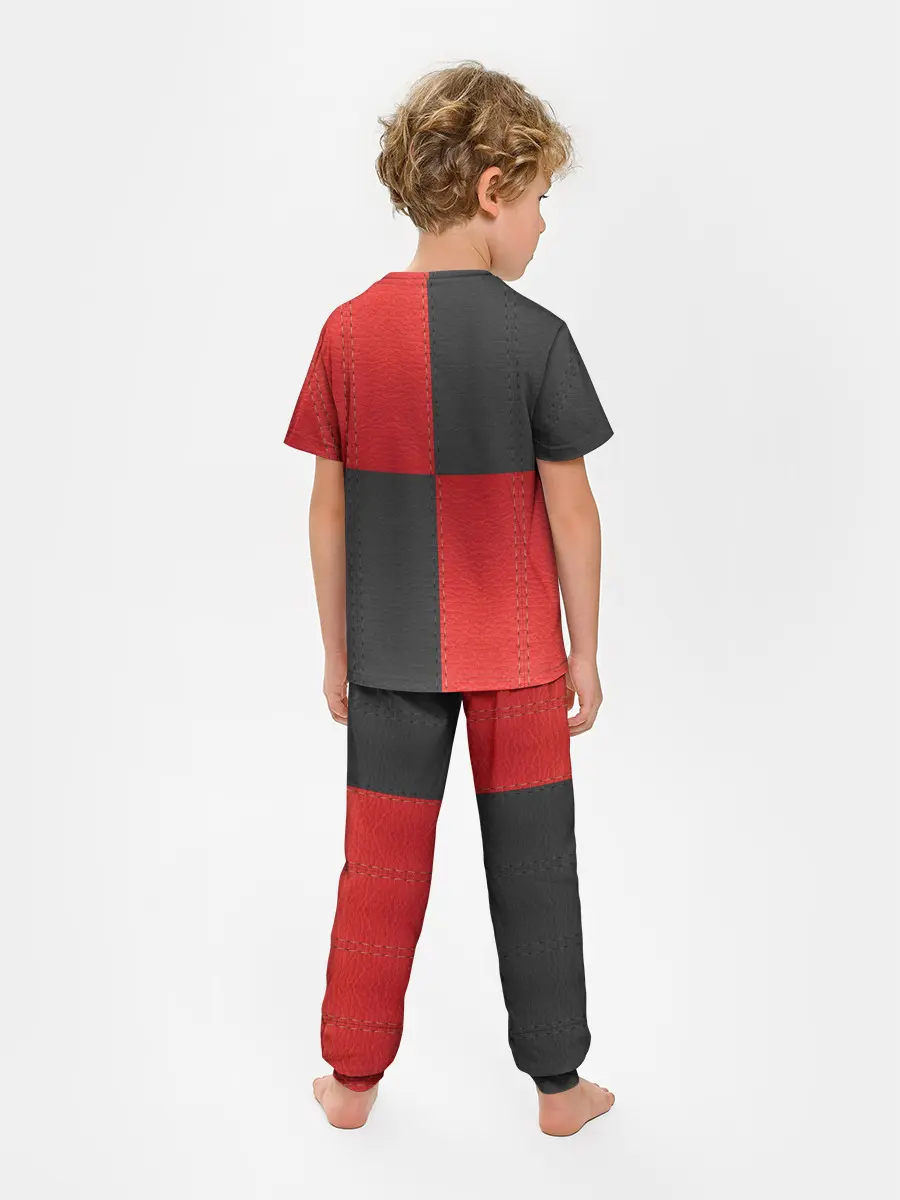 Детская пижама с брюками / Черно-красная Кожа
