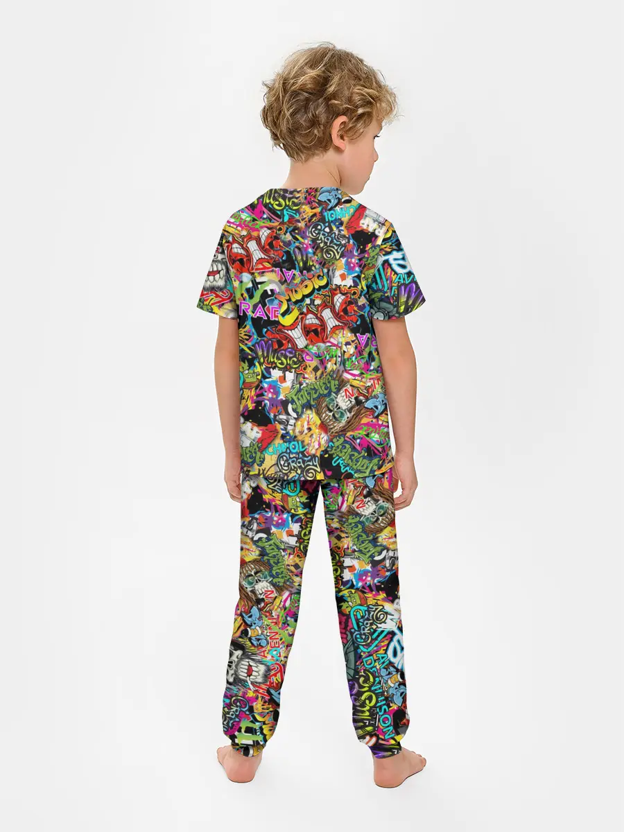 Детская пижама с брюками / Граффити. Крейзи мьюзик