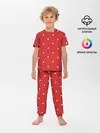 Детская пижама с брюками / Белый горошек на красном фоне