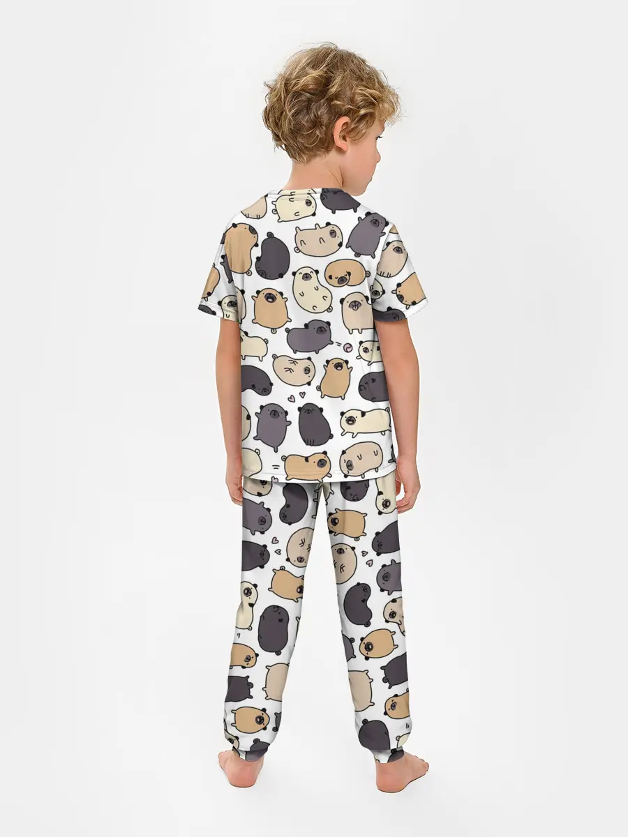 Детская пижама с брюками / Милые мопсы