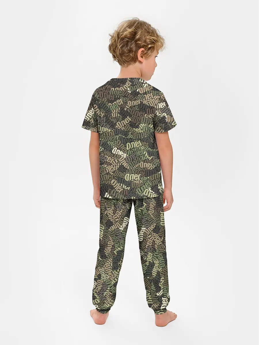 Детская пижама с брюками / Именной камуфляж Олег