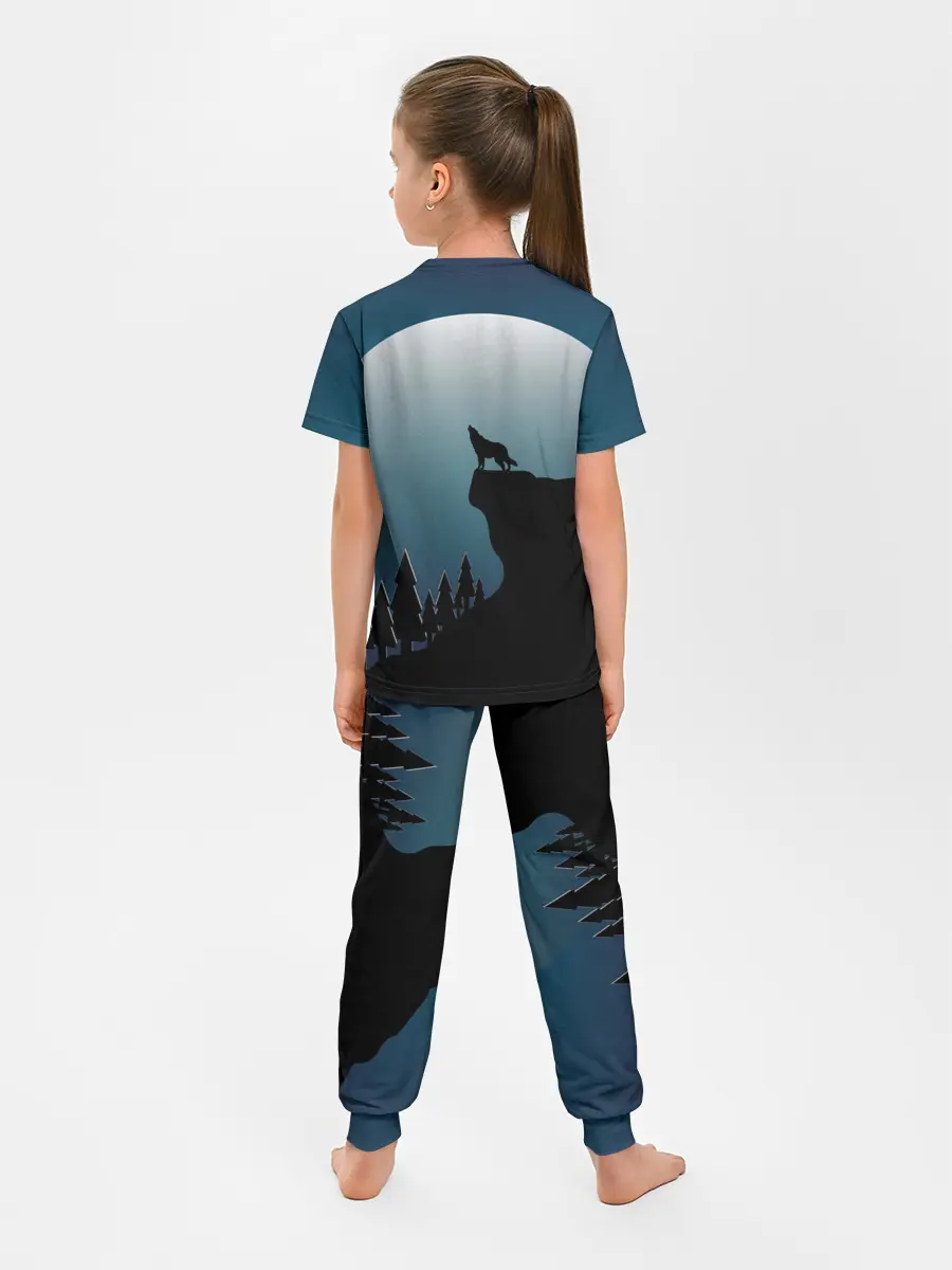Детская пижама с брюками / ВОЛК И ЛУНА 3D