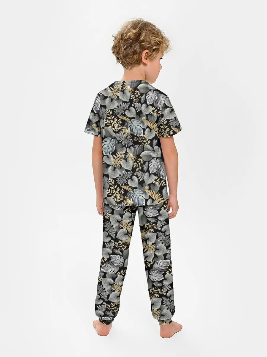 Детская пижама с брюками / Серебряные листочки