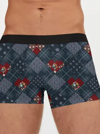 Мужские трусы боксеры / Синий джинсовый плед